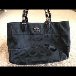 Black Fabric Coach Tote Bag